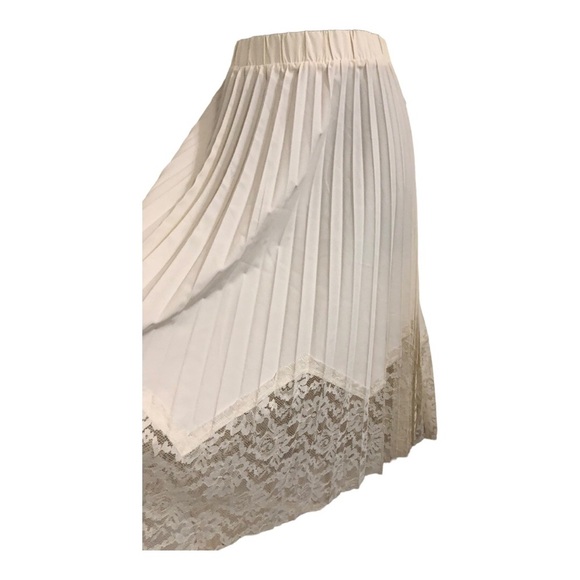Nanette Lepore cream pleated lace hem full circle swing skirt size XL brand new‎ - Picture 1 of 14